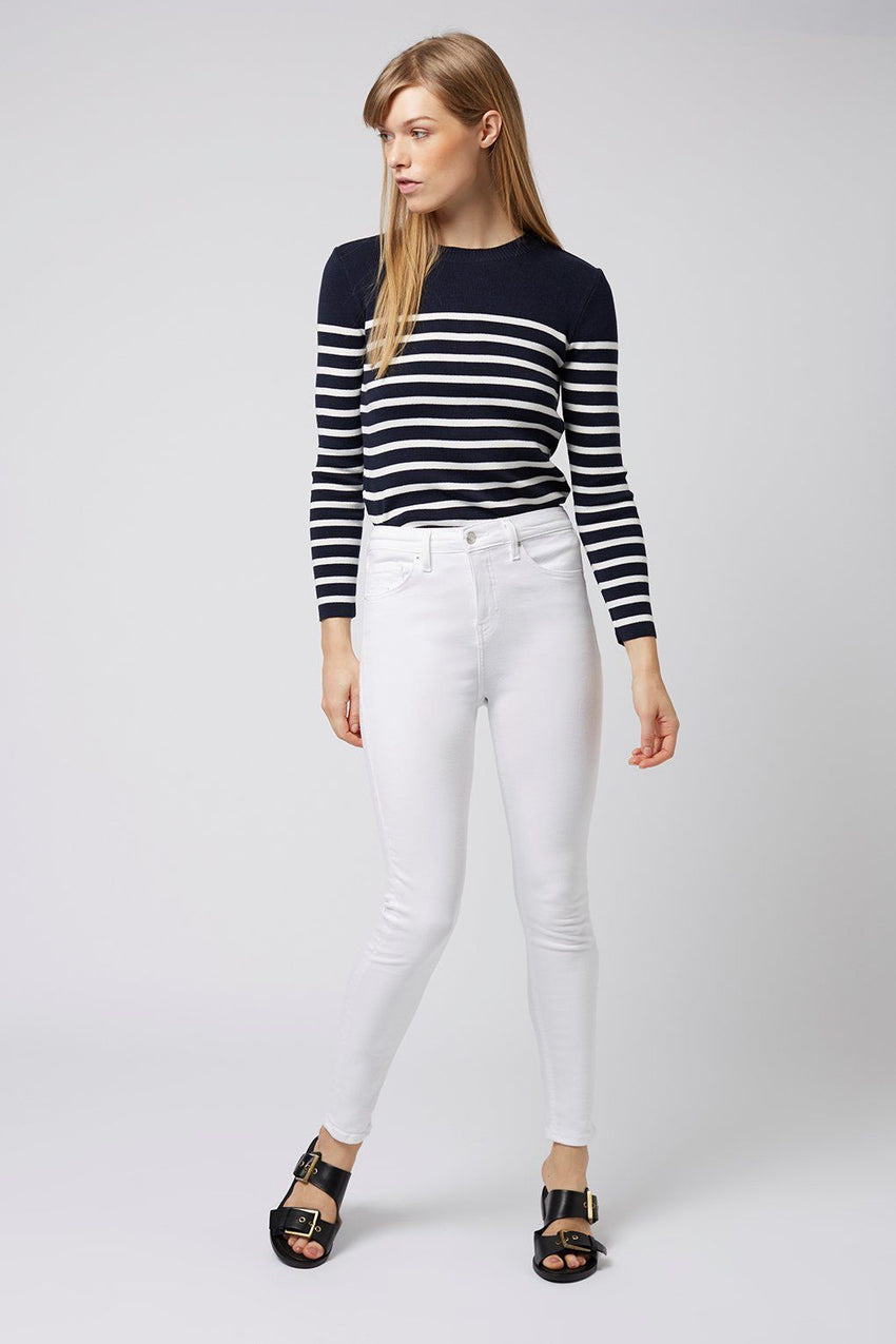 Topshop High Rise White Denim Jamie Moto Skinny Jeans