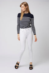 Topshop High Rise White Denim Jamie Moto Skinny Jeans
