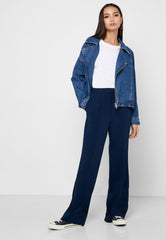 Topshop Pintuck High Waist Wide Leg Navy Blue Dress Pants