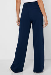 Topshop Pintuck High Waist Wide Leg Navy Blue Dress Pants