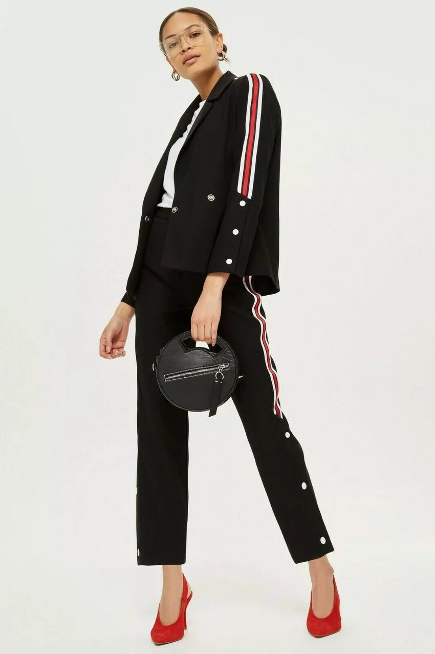 Topshop Side Stripe Black Popper Pants