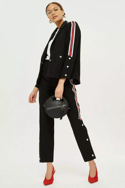 Topshop Side Stripe Black Popper Pants