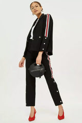Topshop Side Stripe Black Popper Pants