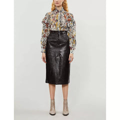Topshop Croc Embossed Vinyl Faux Leather Pencil Skirt