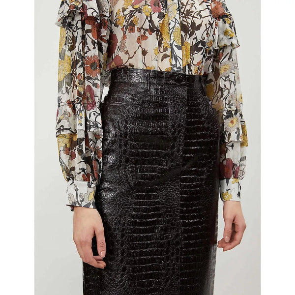 Topshop Croc Embossed Vinyl Faux Leather Pencil Skirt