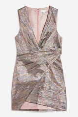 Topshop Metallic Rainbow Faux Wrap Mini Cocktail Dress