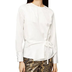 Topshop White Satin Waist Tie Blouse