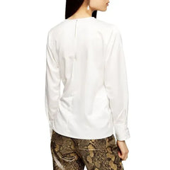 Topshop White Satin Waist Tie Blouse