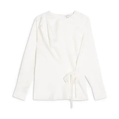 Topshop White Satin Waist Tie Blouse