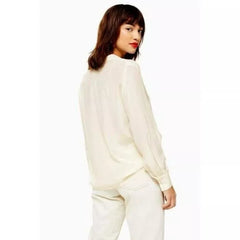 Topshop Ivory Pole Situation Button Down Silk Shirt