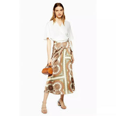 Topshop Bias Satin Paisley Print Midi Wrap Skirt
