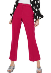 Topshop Slim Kick Flare Cropped Trousers in Magenta