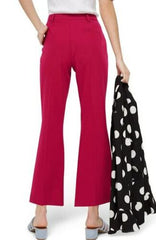 Topshop Slim Kick Flare Cropped Trousers in Magenta
