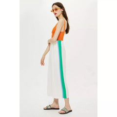 Topshop Pleated Wide Leg Crop Pants with Side Stripes