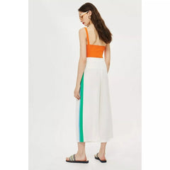 Topshop Pleated Wide Leg Crop Pants with Side Stripes