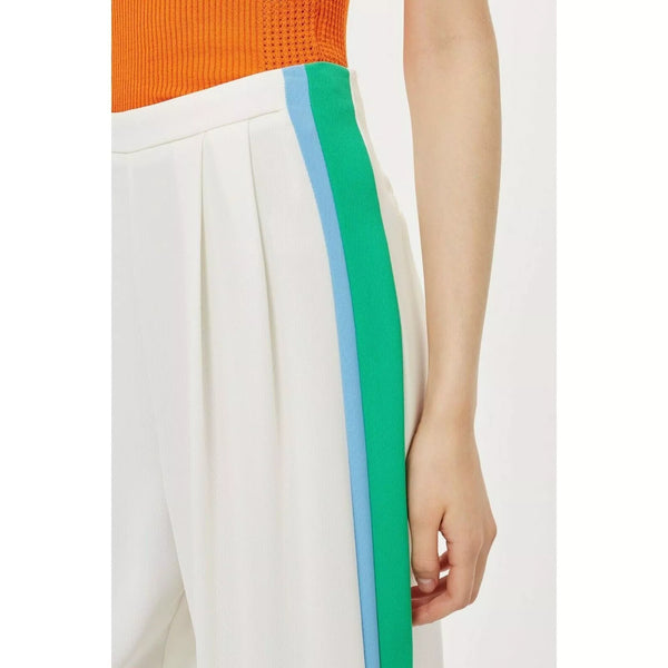 Topshop Pleated Wide Leg Crop Pants with Side Stripes