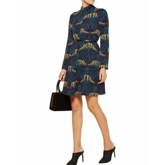 M Missoni Mini Dress Floral Print A Line Mock Neck