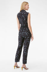 Rebecca Taylor Tailored Leandra Fleur Silk Tie Waist Jumpsuit