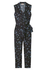Rebecca Taylor Tailored Leandra Fleur Silk Tie Waist Jumpsuit