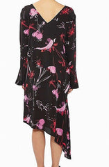 Topshop 100% Silk Asymmetrical Hem Floral Print Dress