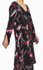 Topshop 100% Silk Asymmetrical Hem Floral Print Dress