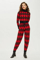 Topshop Argyle Print Knitted Jogger Pants