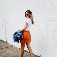 Topshop Orange Metallic Bronze Mini Faux Leather Skirt