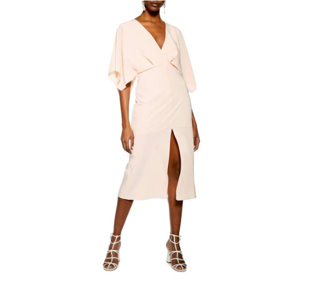 Topshop Chiffon Dress Batwing High Slit Midi Tea Dress