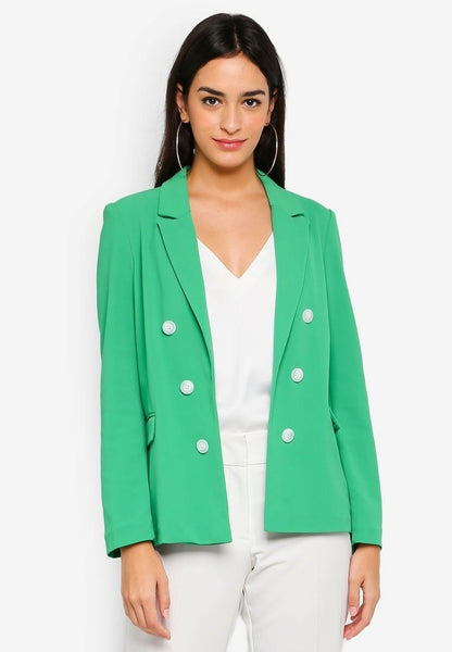 Topshop Bonded Double Breasted Open Front Green Jacket