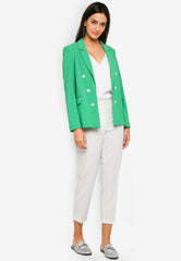 Topshop Bonded Double Breasted Open Front Green Jacket