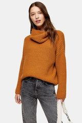 Topshop Chunky Knit Turtleneck Oversized Sweater