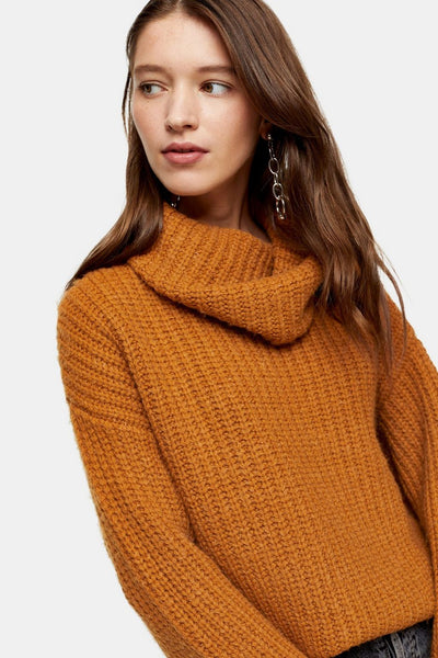 Topshop Chunky Knit Turtleneck Oversized Sweater