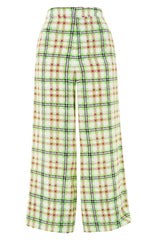 Topshop Green Gingham Print High Rise Silk Pants