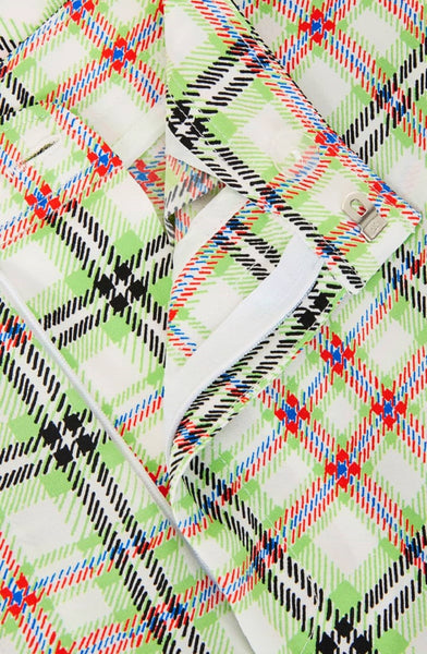 Topshop Green Gingham Print High Rise Silk Pants
