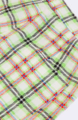 Topshop Green Gingham Print High Rise Silk Pants