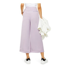 Topshop Coco Lilac Satin High Rise Button Fly Wide Leg Cropped Pants