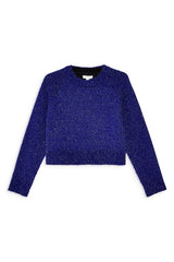 Topshop Royal Blue Metallic Fuzzy Knit Cropped Sweater