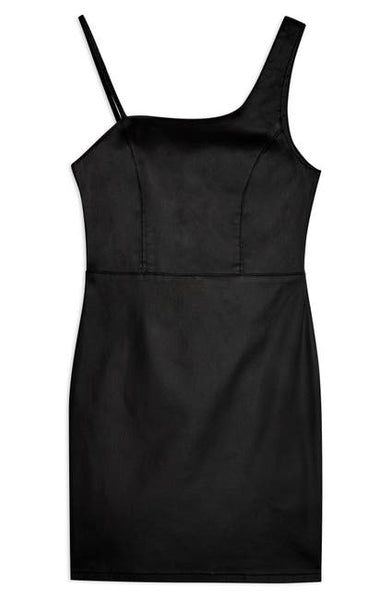 Topshop Black Faux Leather Stretch Mini Dress