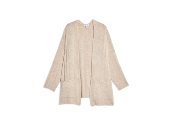 Topshop Beige Knit Open Front Oversized Sweater Cardigan