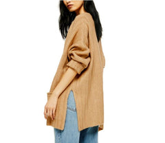 Topshop Brown Knit Open Front Oversized Sweater Cardigan