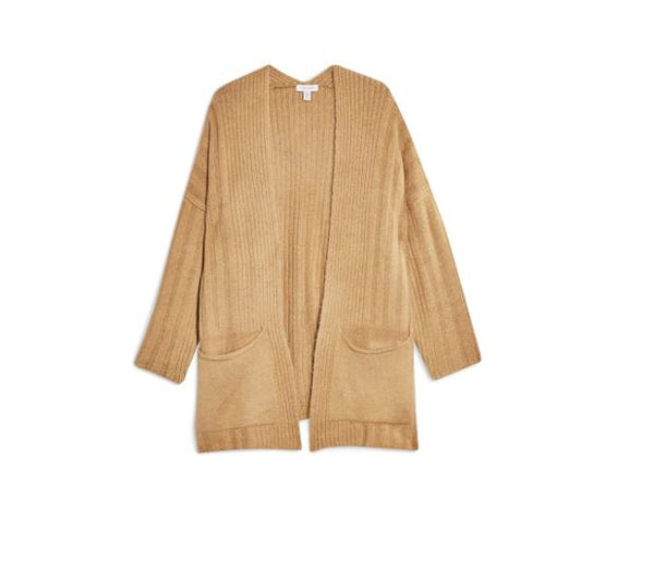 Topshop Brown Knit Open Front Oversized Sweater Cardigan