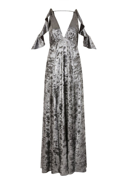 Topshop Metallic Silver Foil Shimmer Maxi Dress