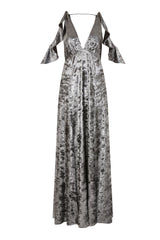 Topshop Metallic Silver Foil Shimmer Maxi Dress