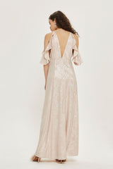 Topshop Metallic Pink Foil Shimmer Maxi Dress