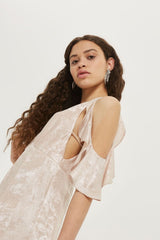 Topshop Metallic Pink Foil Shimmer Maxi Dress