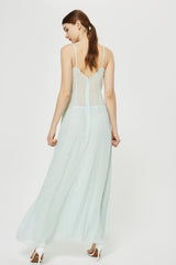 Topshop Mint Green Silver Spot Twist V Neck Maxi Dress