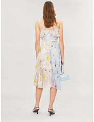Topshop Floral Print Midi Pleated Dress