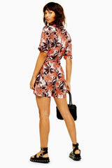 Topshop Tropical Print Short Sleeve V Neck Romper