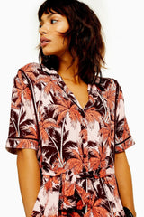 Topshop Tropical Print Short Sleeve V Neck Romper