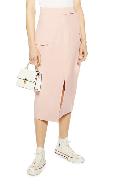 Topshop Pink Utility Midi Skirt